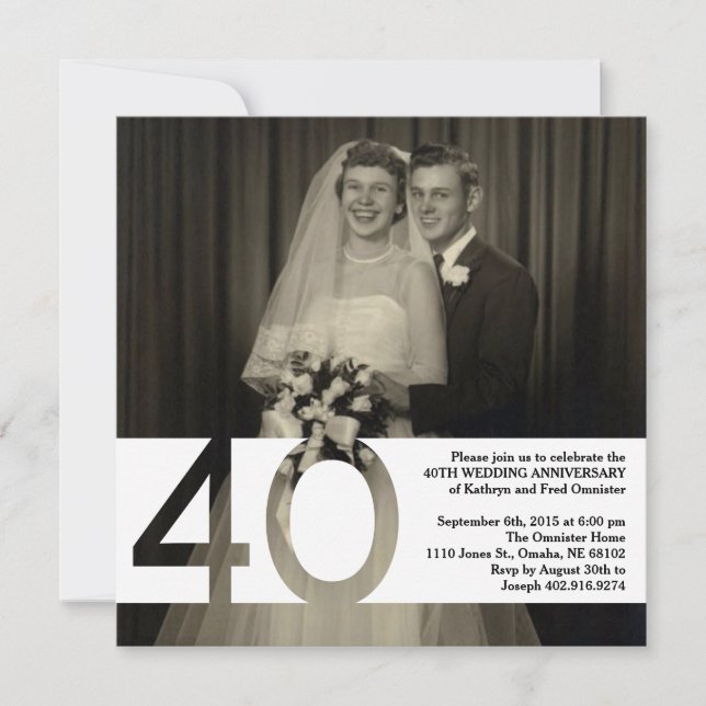40th Wedding Anniversary Invite 5.25 x 5.25 (Front)