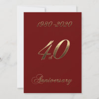 40th Wedding Anniversary Jubilee 2020 Elegant Red