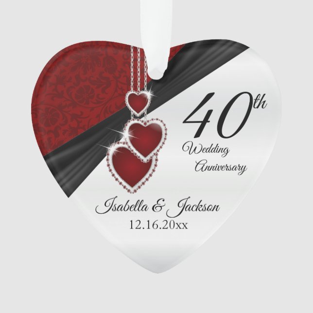 ⭐ 40th Wedding Anniversary Keepsake Design Ornament (Front)