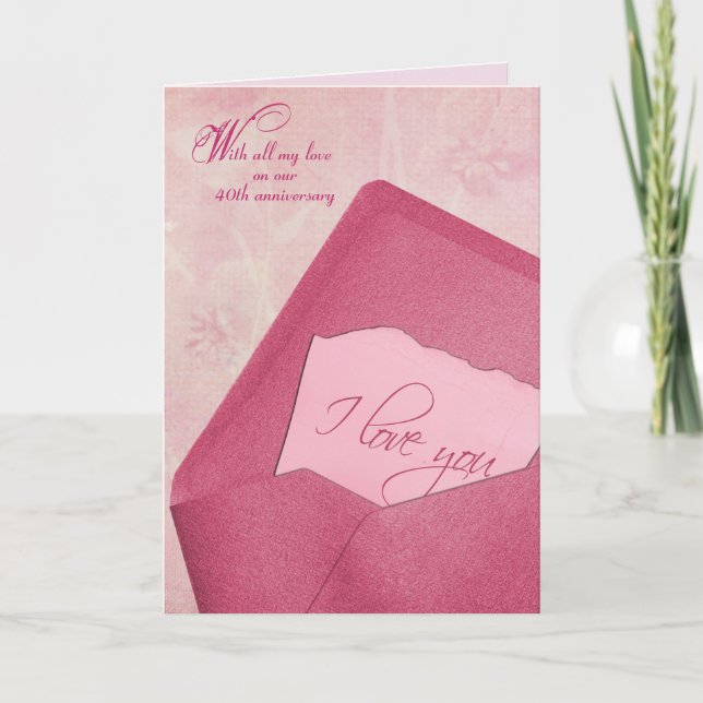 40th wedding anniversary note in envelope holiday card (Front)