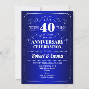 40th Wedding Anniversary Party - Sapphire Blue Invitation