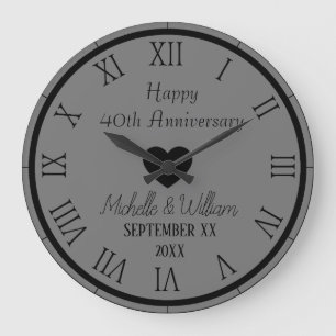 40th Wedding Anniversary Personalised Large Clock