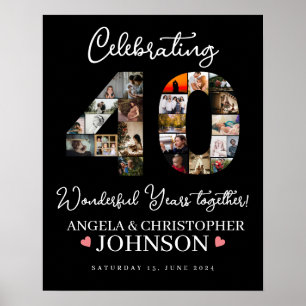 40th Wedding Anniversary Photo Collage party Sign