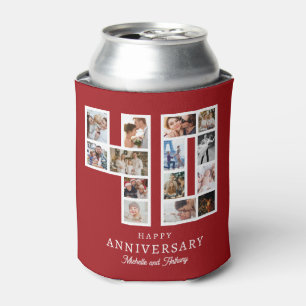 40th Wedding Anniversary Photo Ruby Red Can Cooler