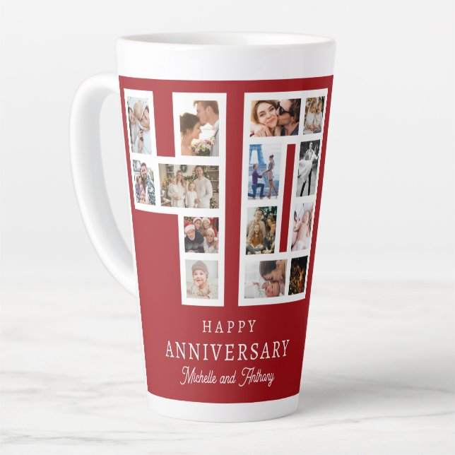 40th Wedding Anniversary Photo Ruby Red Latte Mug (Left Angle)