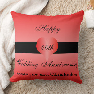 40th Wedding Anniversary Red Heart Cushion