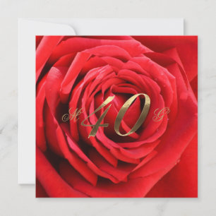40th Wedding Anniversary Red Roses Heart Elegant Invitation