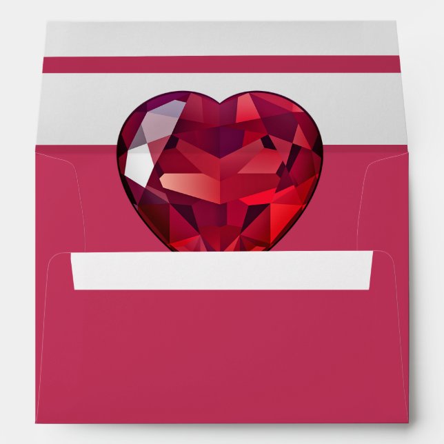 40th Wedding Anniversary Red Stripe Elegant Envelope (Back (Bottom))