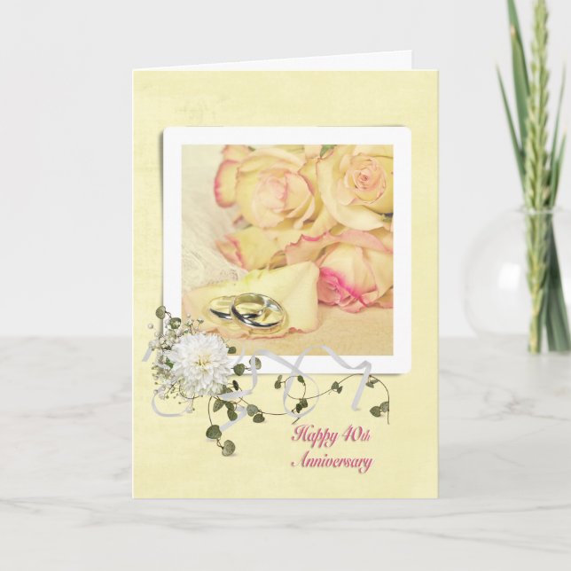 40th Wedding Anniversary Roses Card (Front)
