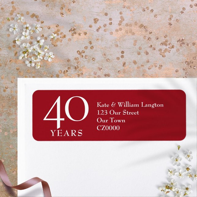 40th Wedding Anniversary Ruby Address (40th Wedding Anniversary Ruby Address Label)
