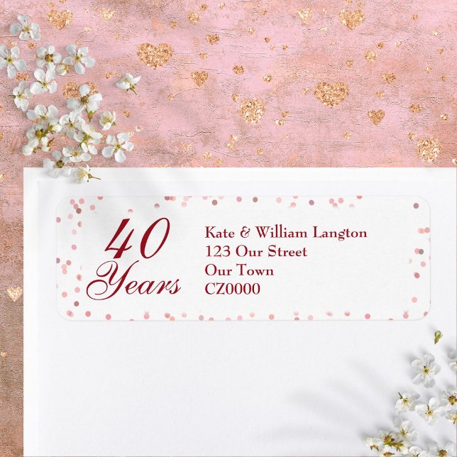 40th Wedding Anniversary Ruby Confetti (40th Wedding Anniversary Ruby Confetti Label)