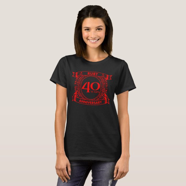 40th wedding anniversary ruby crest T-Shirt (Front Full)