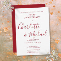 40th Wedding Anniversary Ruby Elegant Script