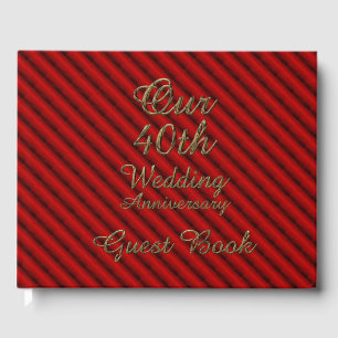 40th Wedding Anniversary Ruby Gold Typography Guest Book