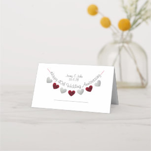 40th Wedding Anniversary Ruby heart placecards