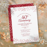 40th Wedding Anniversary Ruby Hearts Confetti Invitation<br><div class="desc">Featuring delicate ruby love hearts confetti. Personalise with your special forty years ruby anniversary information in chic lettering. Designed by Thisisnotme©</div>