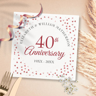 40th Wedding Anniversary Ruby Hearts Confetti Napkin