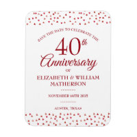 40th Wedding Anniversary Ruby Hearts Save the Date