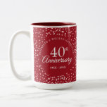 40th Wedding Anniversary Ruby Hearts Two-Tone Coffee Mug<br><div class="desc">Featuring delicate ruby hearts. Personalise with your special forty years ruby anniversary information in chic lettering. Designed by Thisisnotme©</div>