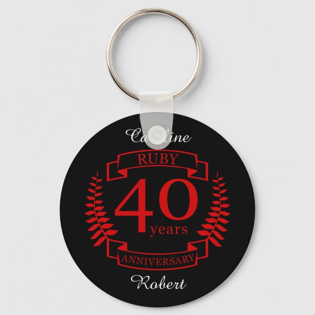 40th Wedding ANNIVERSARY RUBY Key Ring (Front)