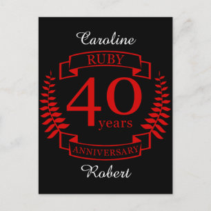 40th Wedding ANNIVERSARY RUBY Postcard