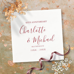 40th Wedding Anniversary Ruby Script Elegant Napkin