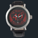 40th Wedding ANNIVERSARY RUBY Watch<br><div class="desc">A design to celebrate your fortieth year of marriage. This design has a red (ruby) coloured laurel design on a black background. Ruby is the traditional gift for this occasion. The text reads Ruby 40 year anniversary. A romantic design to celebrate your 40th year of marriage. If you would like...</div>