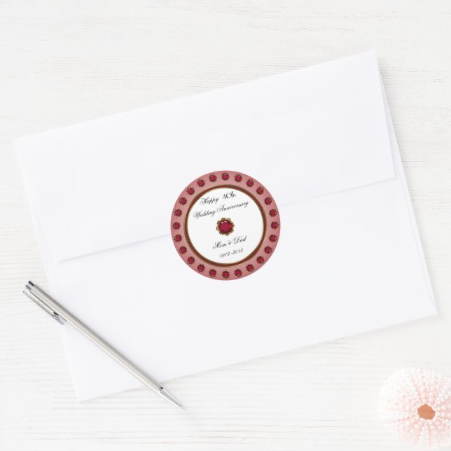 40th Wedding Anniversary Sticker (Envelope)