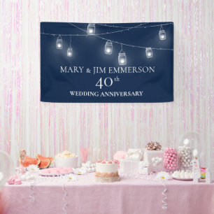 40th Wedding Anniversary - String Lights - Banner