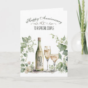40th Wedding Anniversary Wine and Ivy   Card