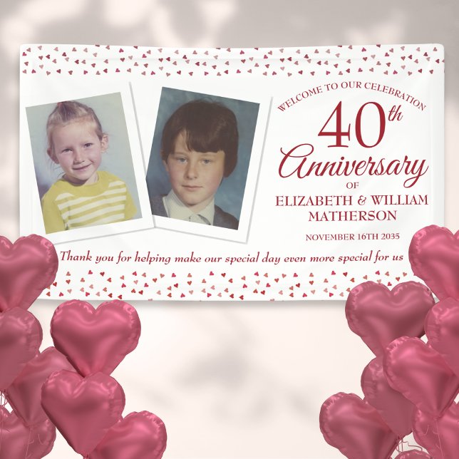 40th Wedding Ruby Anniversary Child Photos Welcome Banner (40th Wedding Ruby Anniversary Child Photos Welcome Banner)
