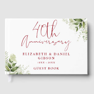 40th Wedding Ruby Anniversary Greenery Photo Guest Book