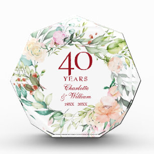 40th Wedding Ruby Anniversary Roses Garland  Photo Block