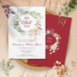 40th Wedding Ruby Anniversary Vow Renewal Floral Invitation<br><div class="desc">Featuring a delicate watercolour floral greenery garland,  this chic botanical 40th wedding anniversary vow renewal invitation can be personalised with your special anniversary information. The reverse features a matching floral garland framing your anniversary dates in elegant text on a ruby background. Designed by Thisisnotme©</div>