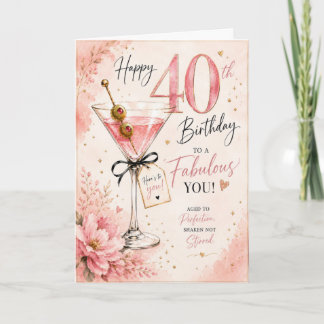 40th Woman Martini Birthday Card