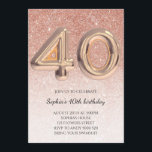 40th Women Birthday Rose Gold Glitter Elegant Invitation<br><div class="desc">40th Women Birthday Rose Gold Glitter Elegant</div>