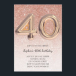 40th Women Birthday Rose Gold Glitter Elegant Invitation<br><div class="desc">40th Women Birthday Rose Gold Glitter Elegant</div>