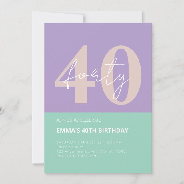 40th year celebration birthday invitation (Front)