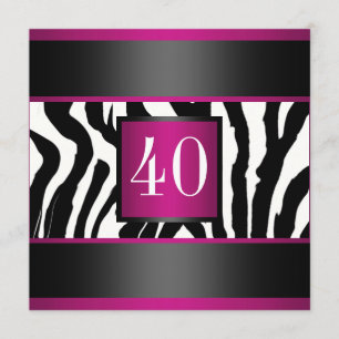 40th Zebra Birthday party Invitation