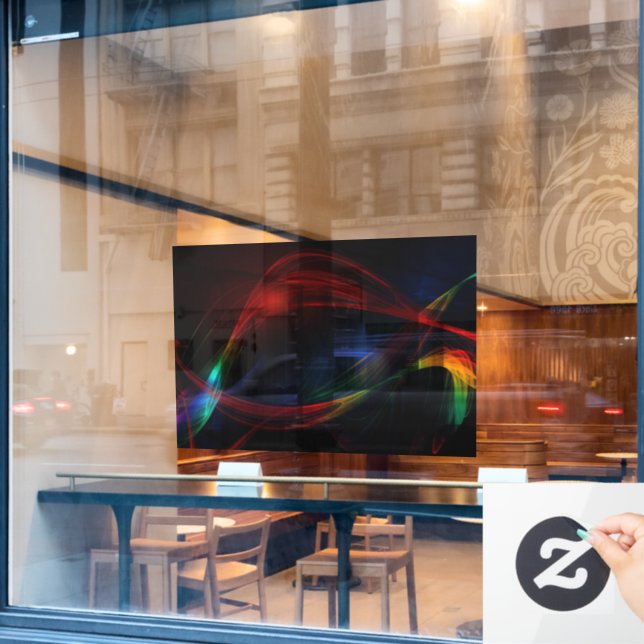 40x28 Abstract Wave Partial Transparent Design (Cafe Window)