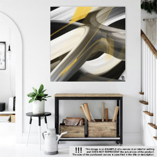 40x40" Trend Abstract Art Canvas Black White Gold Print