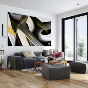 40x60" Trend Abstract Art Canvas Black White Gold Print