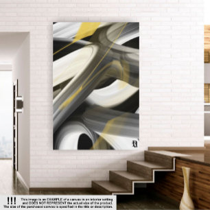 40x60" Trend Abstract Art Canvas Black White Gold  Print