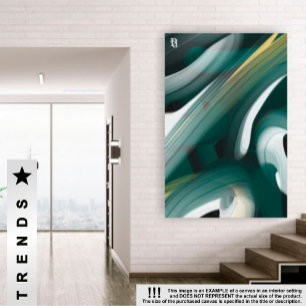40x60" Trend Abstract Art Canvas Black White Green Print