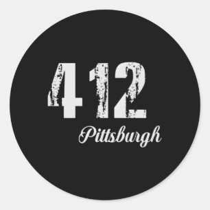 412 Pittsburgh Area Code Distressed Classic Round Sticker