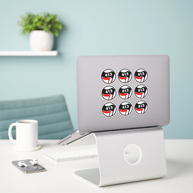 413 Antifascist Sticker Pack (Laptop On Desk)