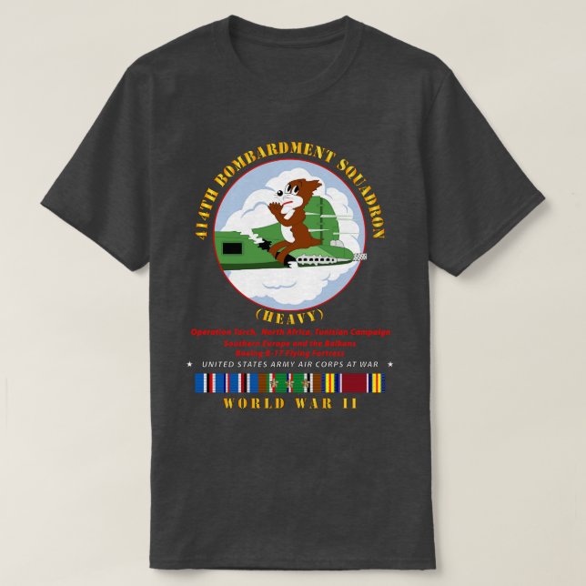414th Bombardment Squadron Heavy AAC w WWII EU SVC T-Shirt (Design Front)