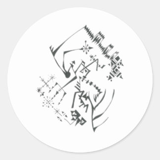 41 Black White Abstract Tribal Tattoo Art Classic Round Sticker