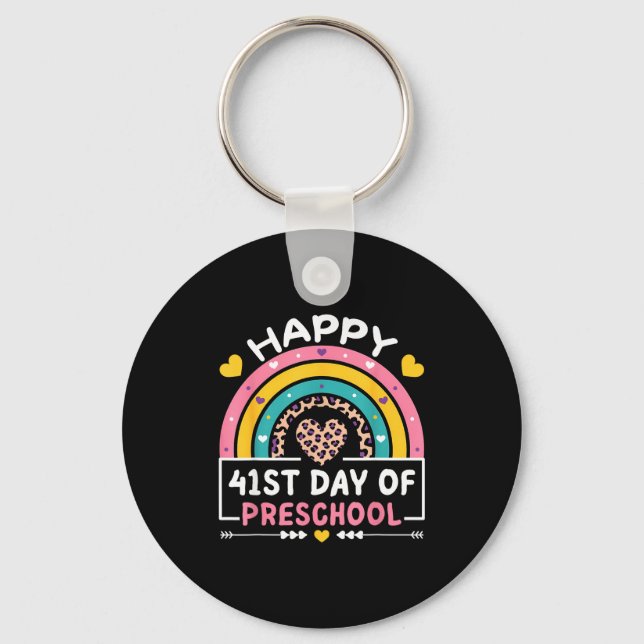 41 Days Of School Happy 41st Day Of Preschool Teac Key Ring (Front)