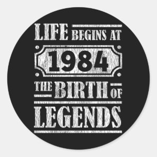 41 Year Old 1984 Birth Of Legend 41st Birthday Classic Round Sticker